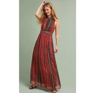 Anthropologie | Blank London Multi Maxi Dress Stripes Metallic Boho detailing XL